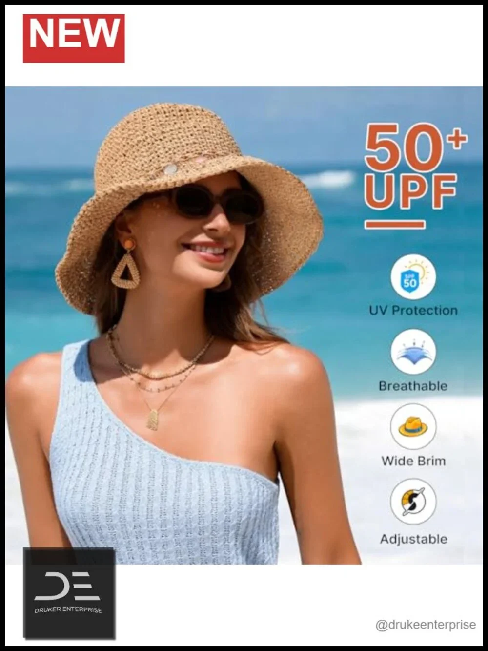 Handcrafted Paper Straw Bucket Hat with UPF 50+ Sun Protection